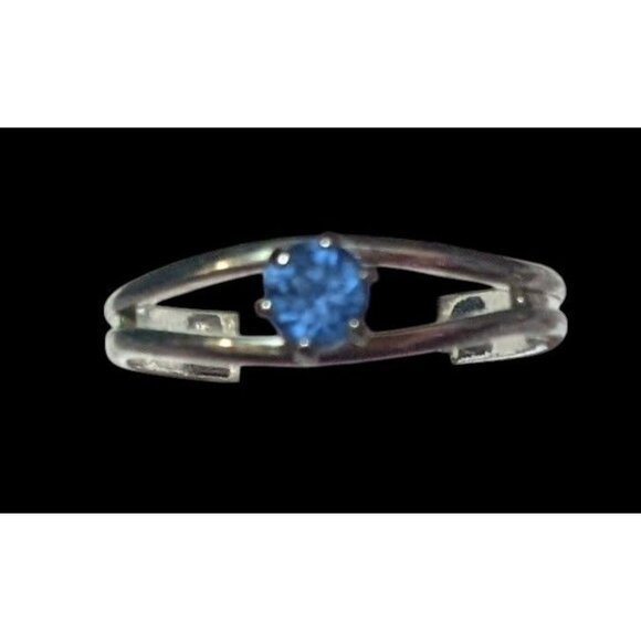 Casual Silver Tone Blue Stone Adjustable Ring Size 6 1/2 - Picture 4 of 13